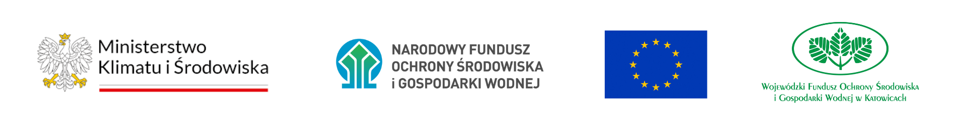 Logotypy: Ministerstwo Klimatu i Środowiska; Narodowy Fundusz Ochrony Środowiska i Gospodarki Wodnej; Unia Europejska; Wojewódzki Fundusz Ochrony Środowiska i Gospodarki Wodnej w Katowicach