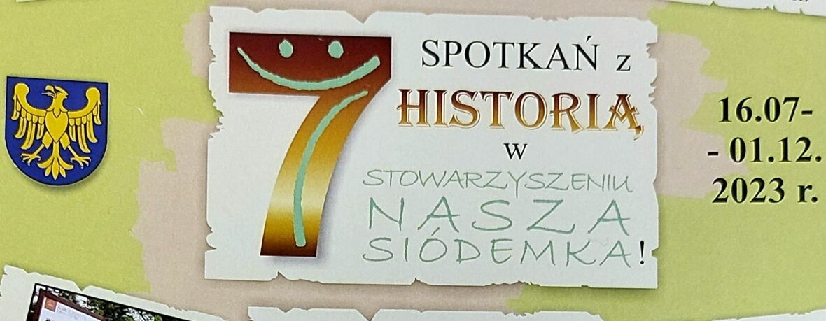 Grafika informująca o projekcie siedmiu spotkań stowarzyszenia Nasza Siódemka.