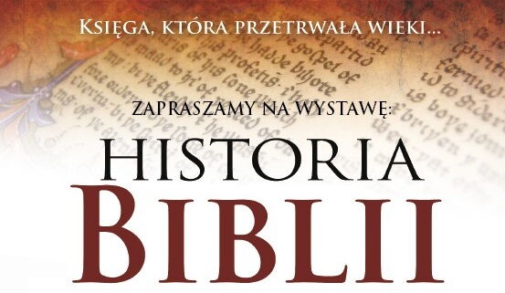 Grafika zapowiadająca wystawę o historii Biblii.