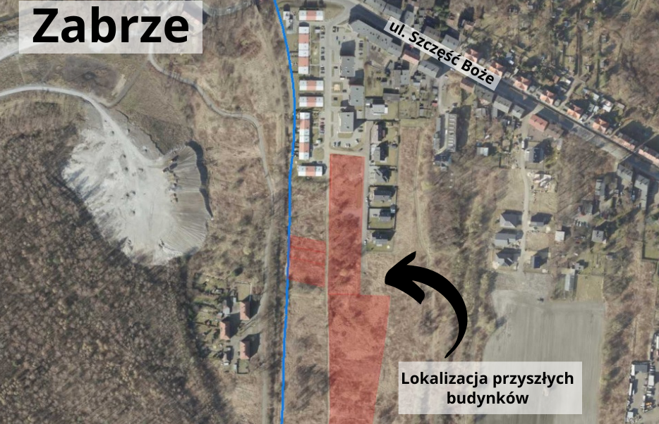mapka przedstawiająca miejsce budowy mieszkań