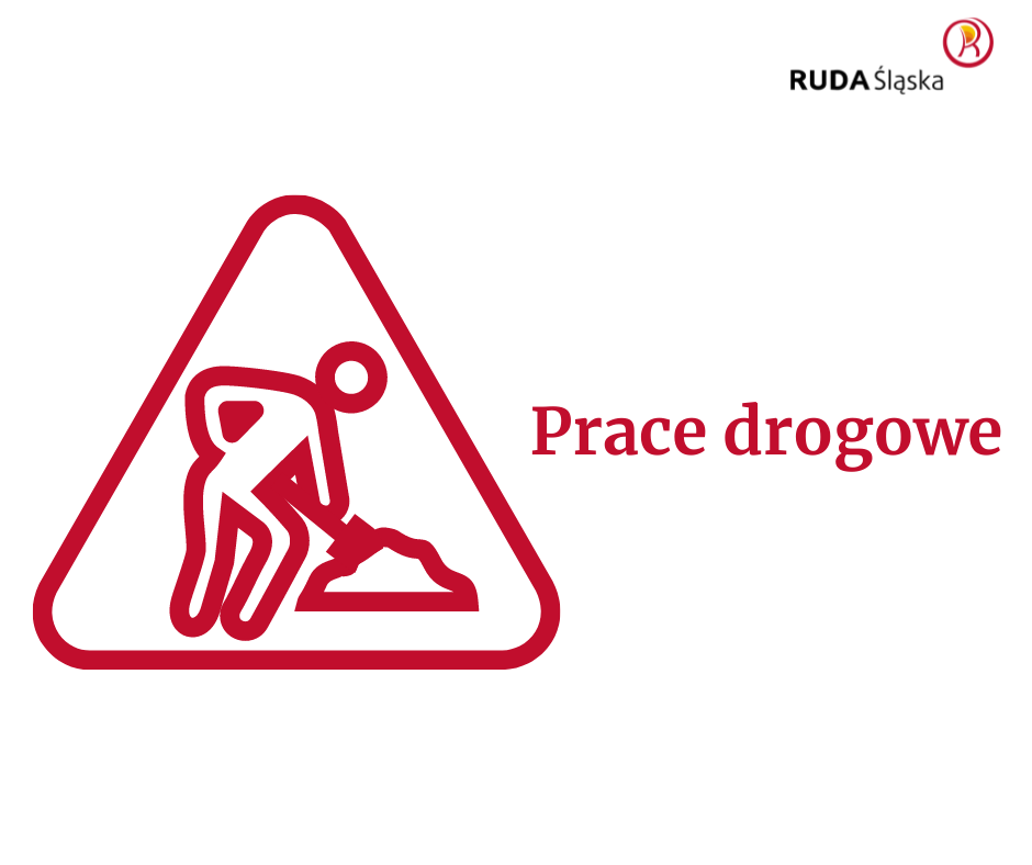 Grafika zapowiadająca prace drogowe.