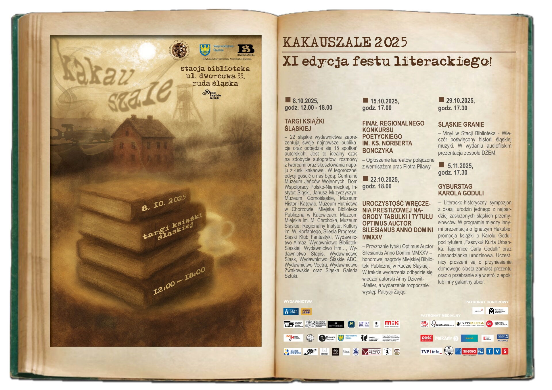 Grafika zapowiadająca Fest Literacki Kakauszale.