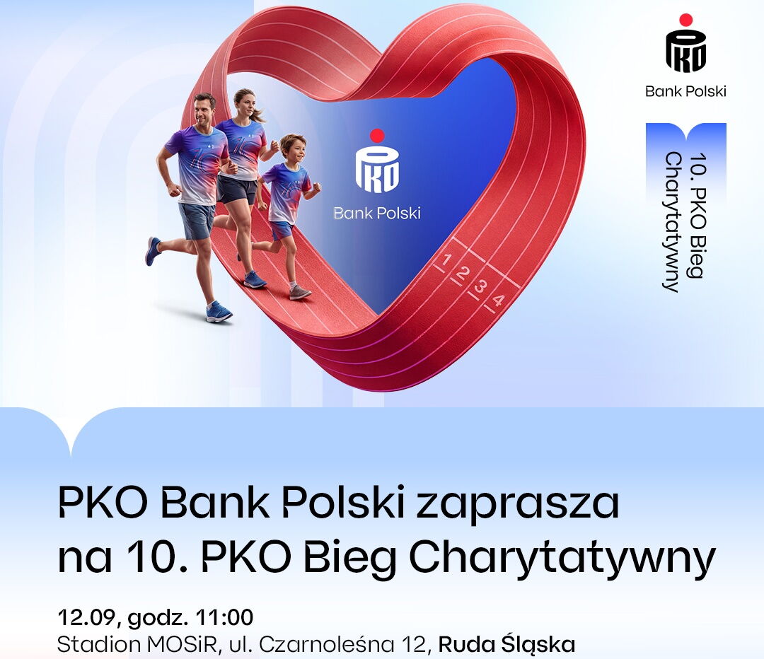 Plakat z PKO biegu charytatywnego.