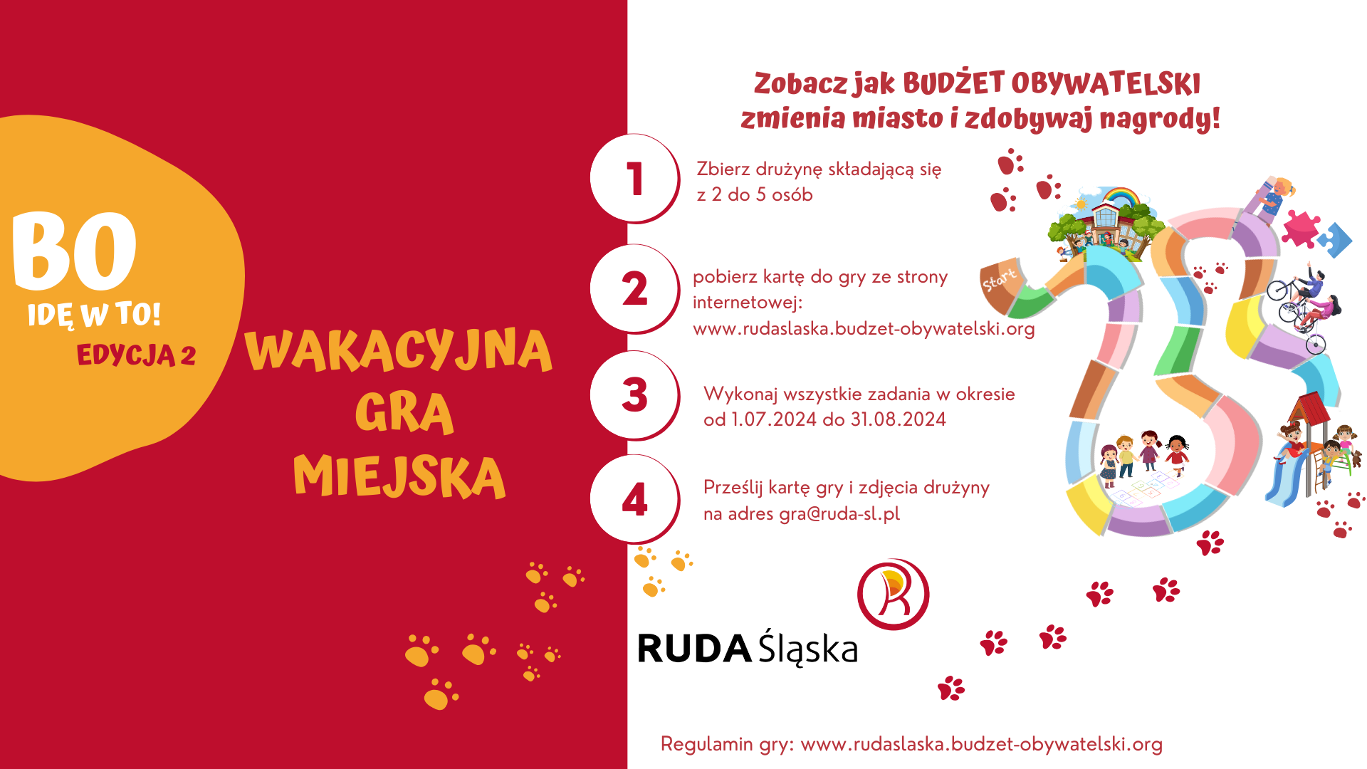 Plakat z informacjami o grzej miejskiej "BO idę w to!".