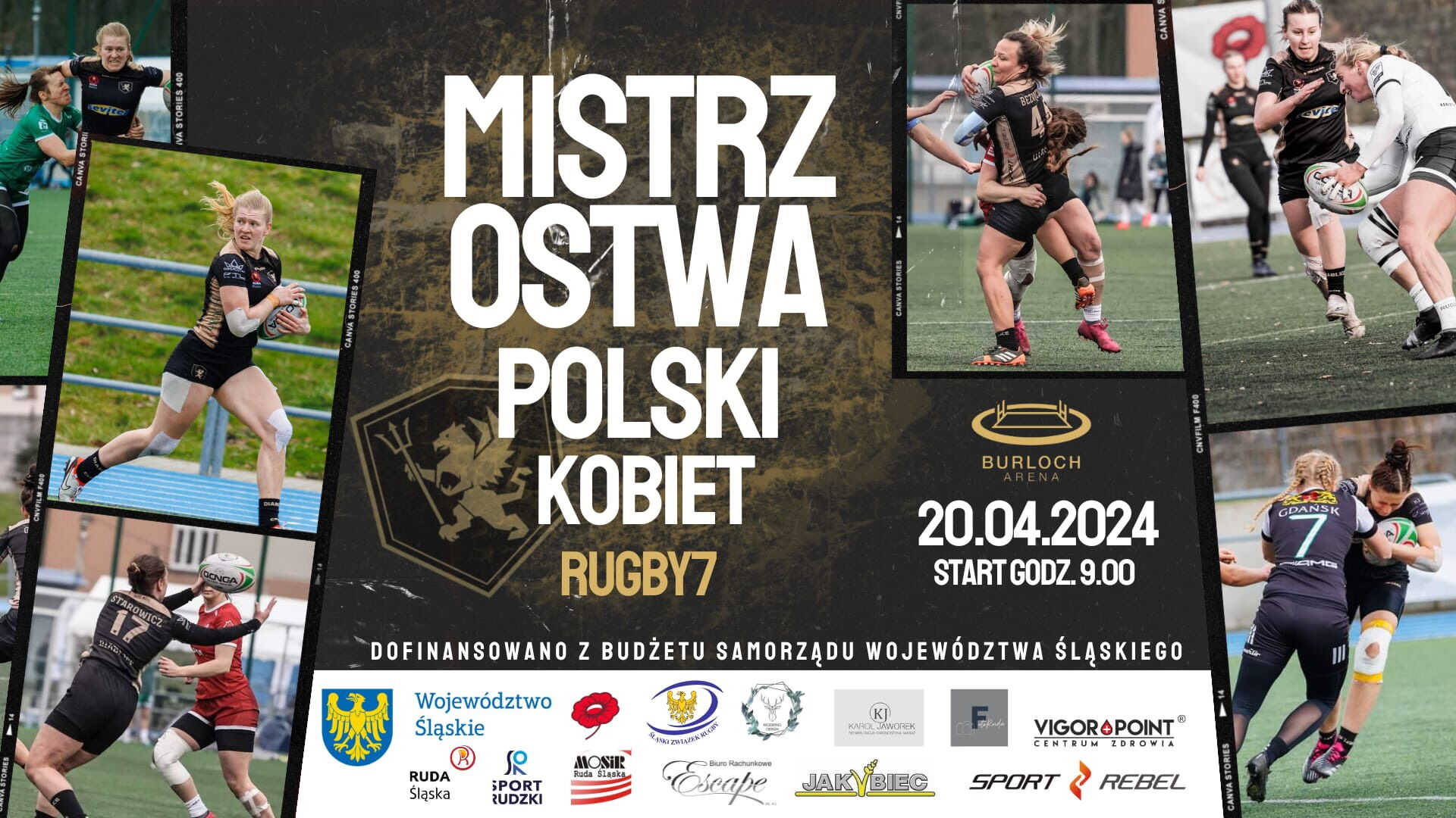 Grafika zapowiadająca mecz rugby.