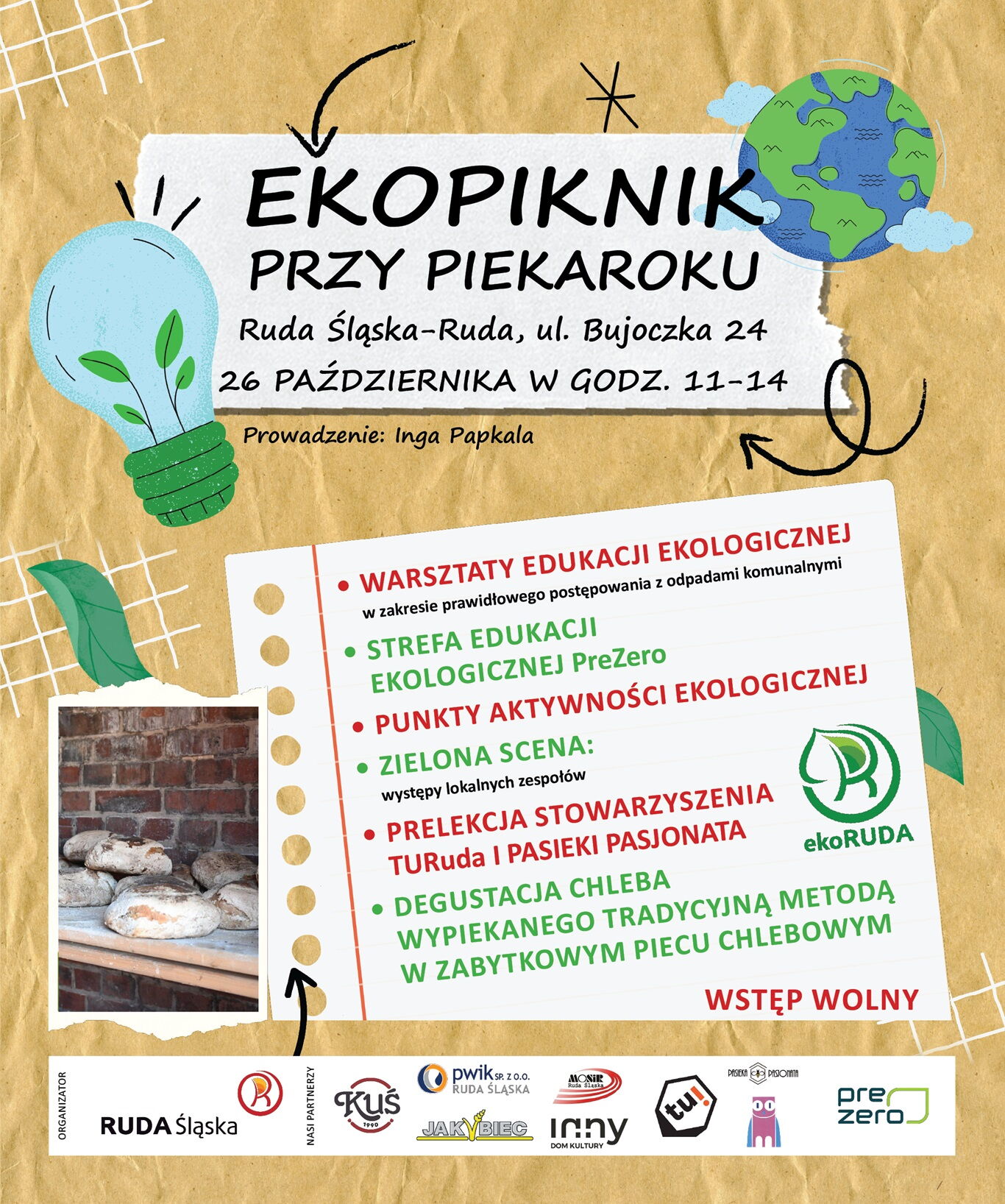 grafika z programem wydarzenia i zdjęciem chlebów