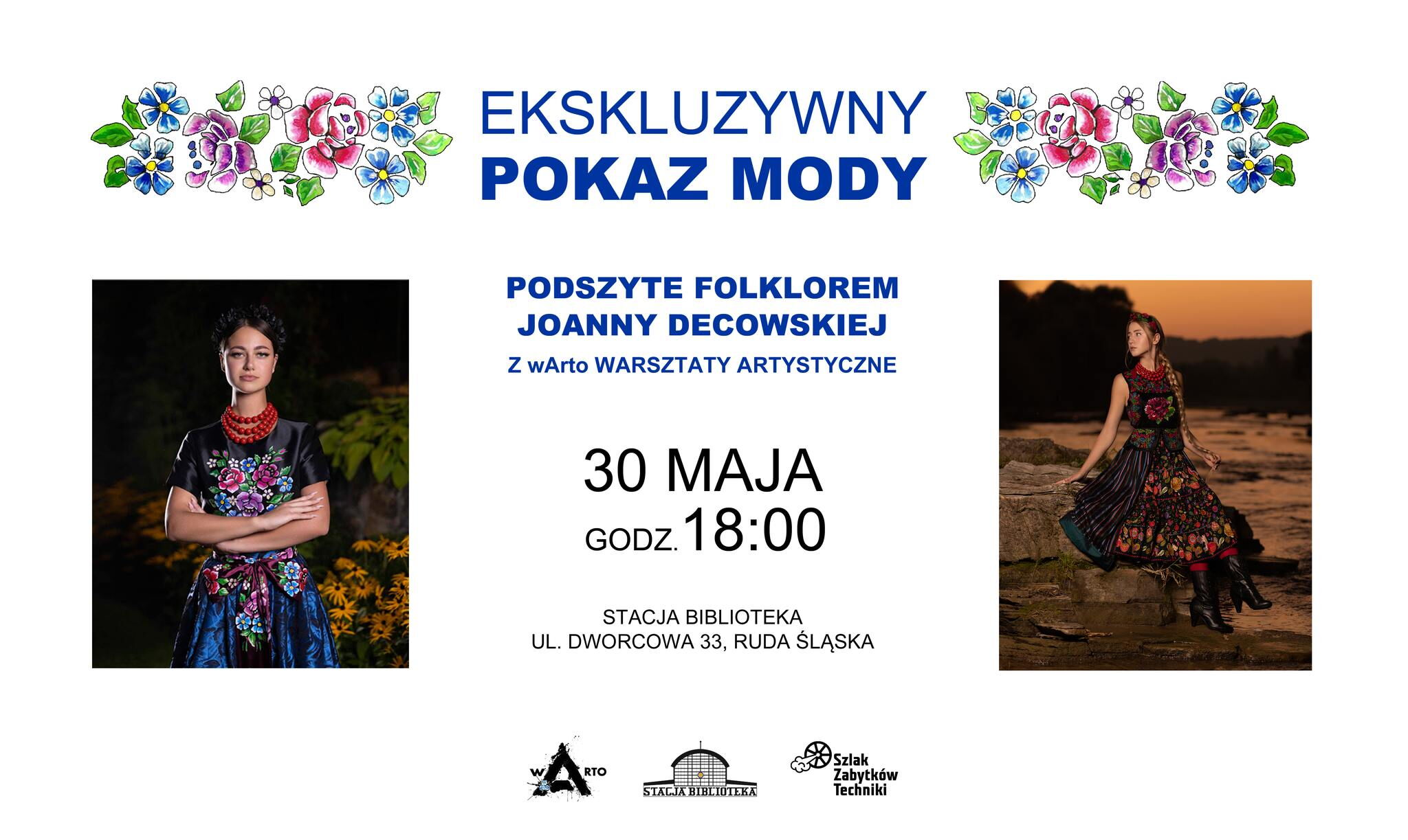 Grafika zapowiadająca pokaz mody.