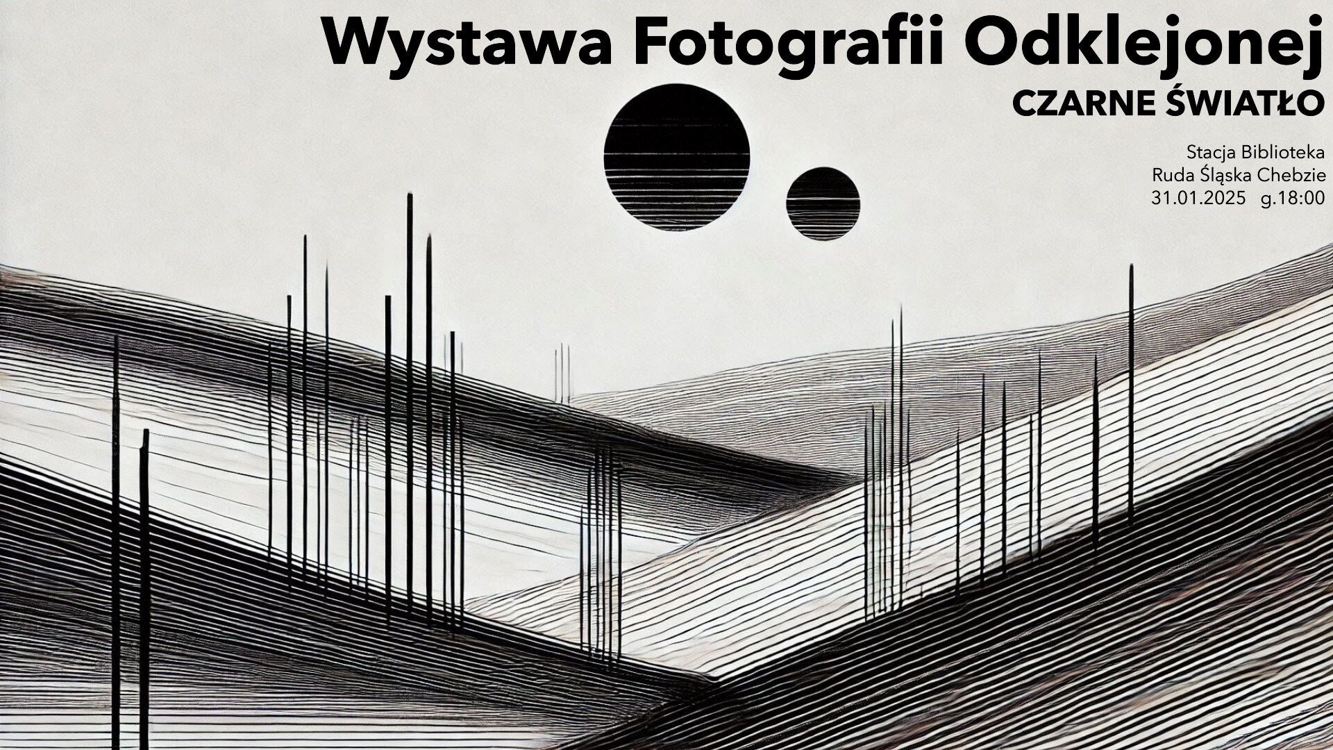 Grafika zapowiadająca wystawę fotograficzną "Czarne Światło".