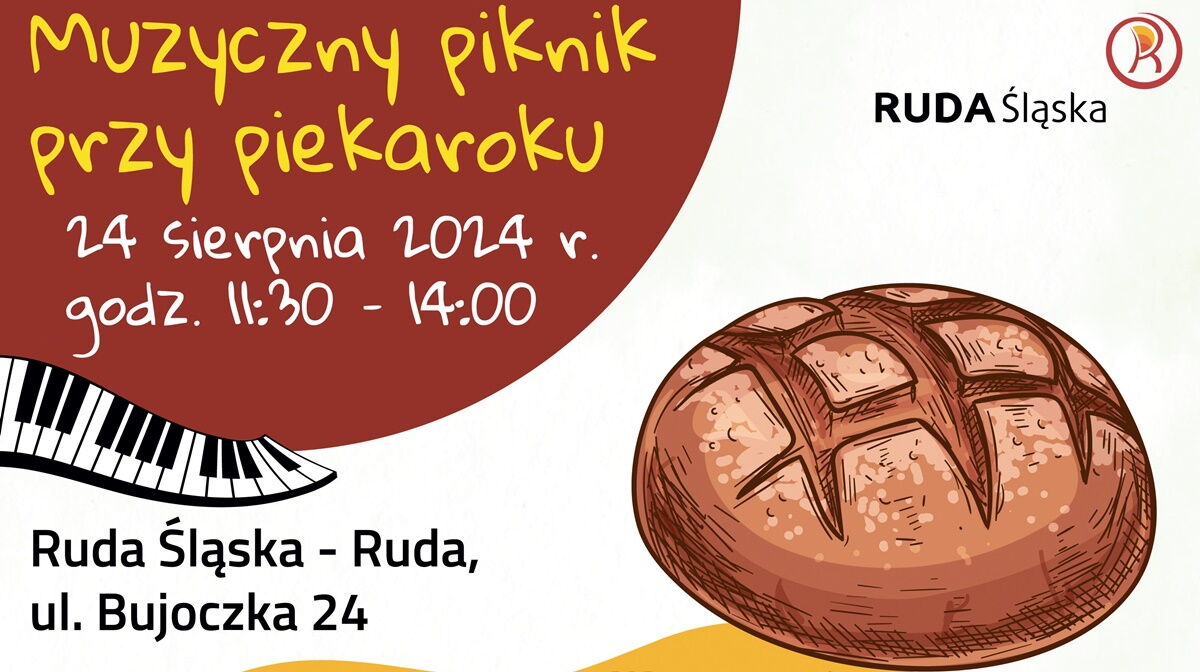 Grafika zapowiadająca piknik przy piekaroku 24 sierpnia 2024, godz. 11.30-14.00.