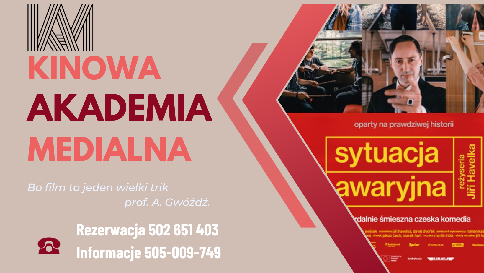 Grafika zapowiadająca Kinową Akademię Medialną