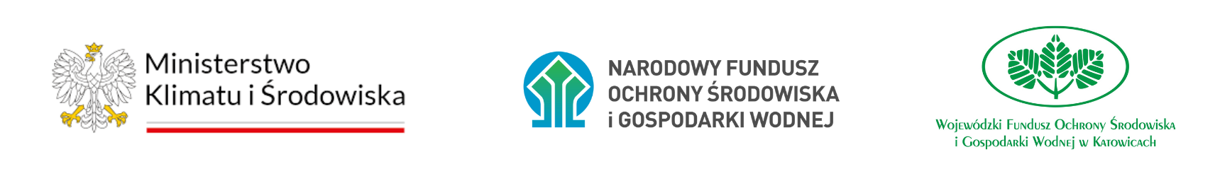 Logotypy: Ministerstwo Klimatu i Środowiska; Narodowy Fundusz Ochrony Środowiska i Gospodarki Wodnej; Wojewódzki Fundusz Ochrony Środowiska i Gospodarki Wodnej w Katowicach