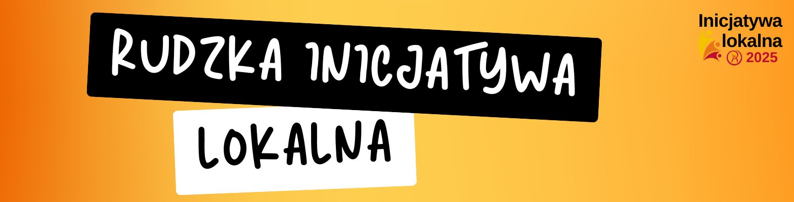 Tekst "Rudzka Inicjatywa Lokalna", logo Rudy Śląskiej, liczba 2025.