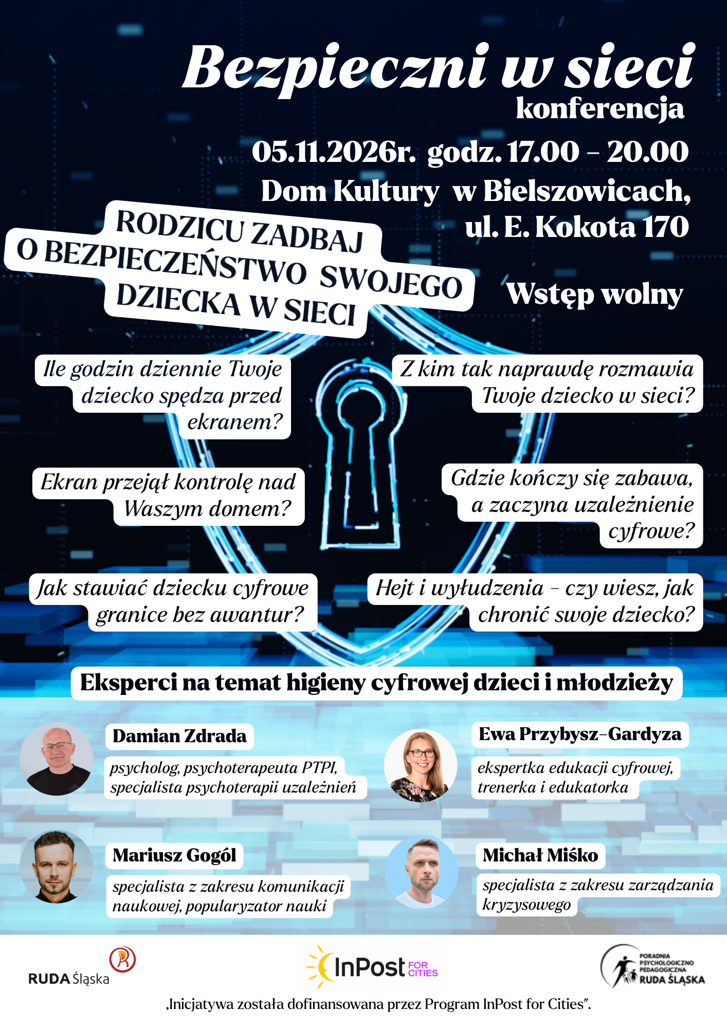 Grafika zapowiadająca konferencję o bezpieczeństwie w sieci.
