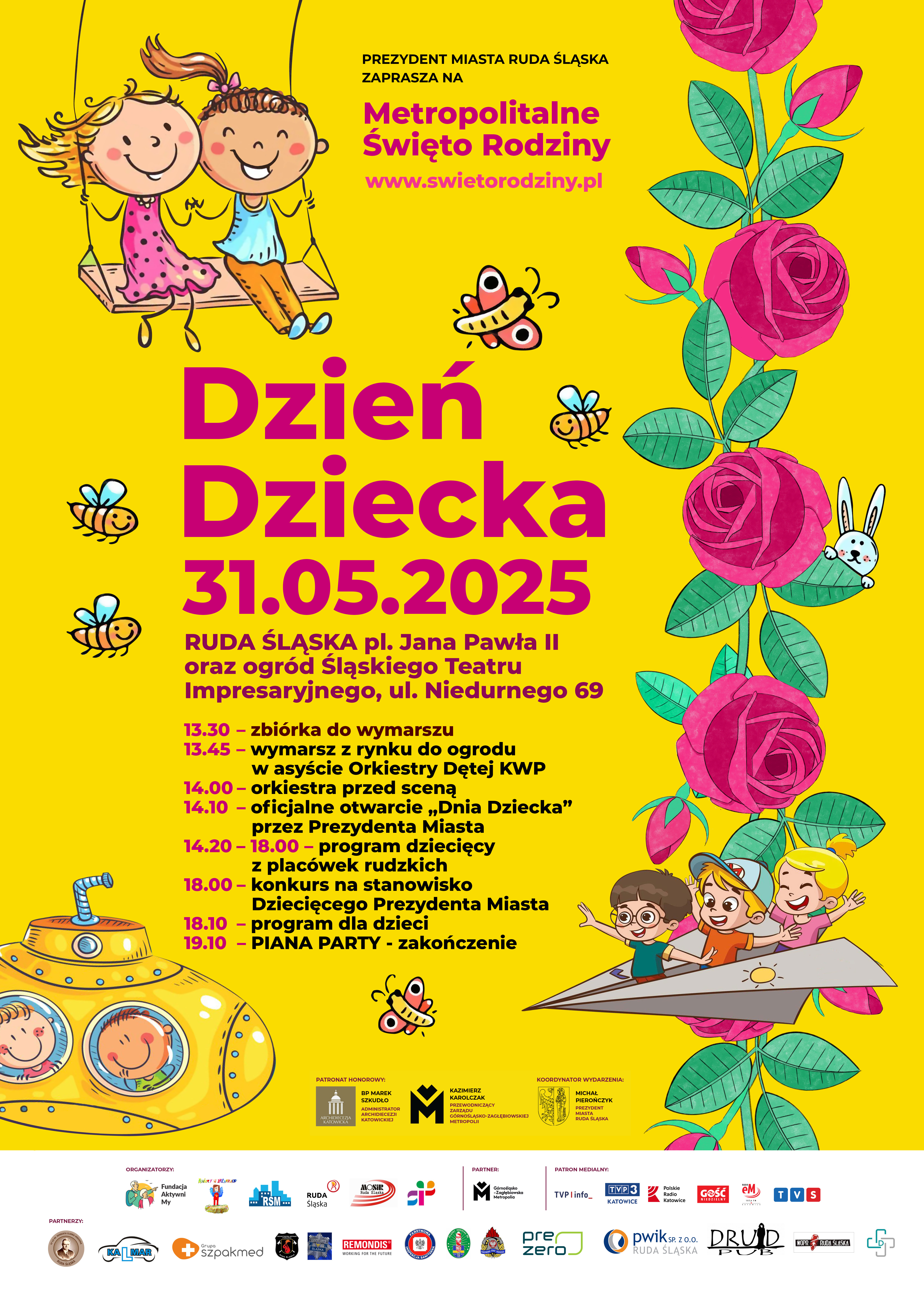 Kolorowy plakat zapowiadający wydarzenie - dzień dziecka.