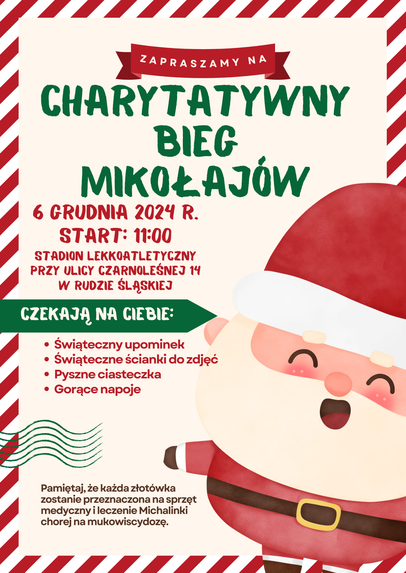 Grafika zapowiadająca Bieg Mikołajów.