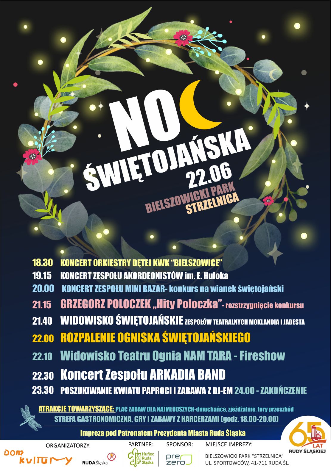 Plakat zapowiadający Noc Świętojańską.