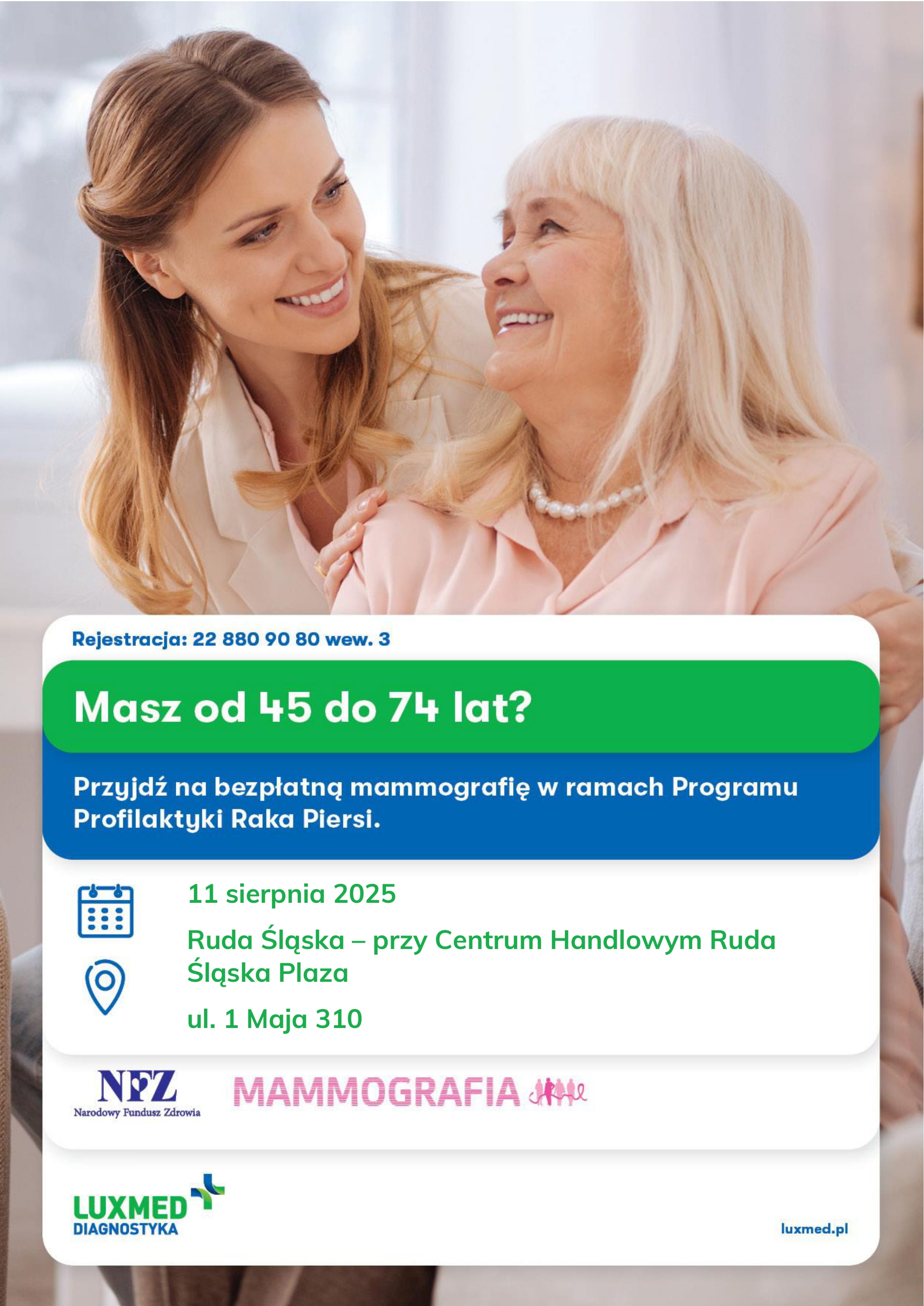 Grafika zapowiadająca mammografię.