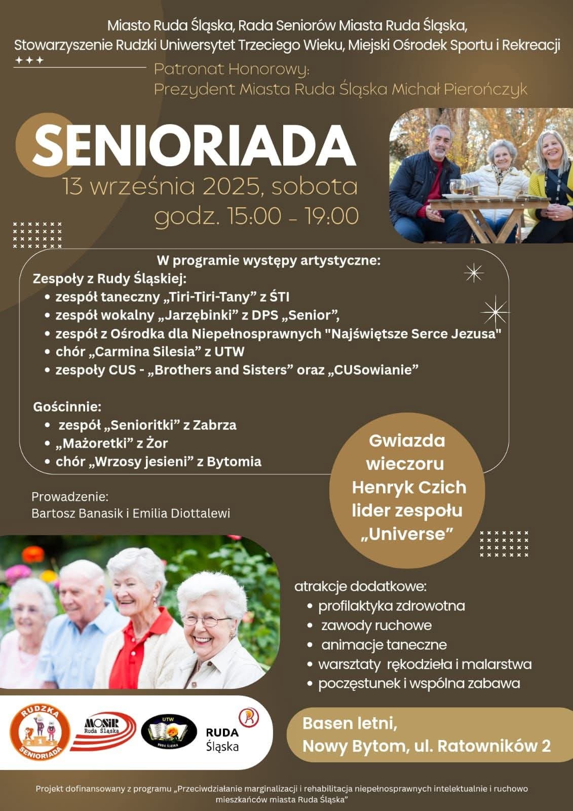 Plakat zapowiadający senioriadę w 2025 roku.
