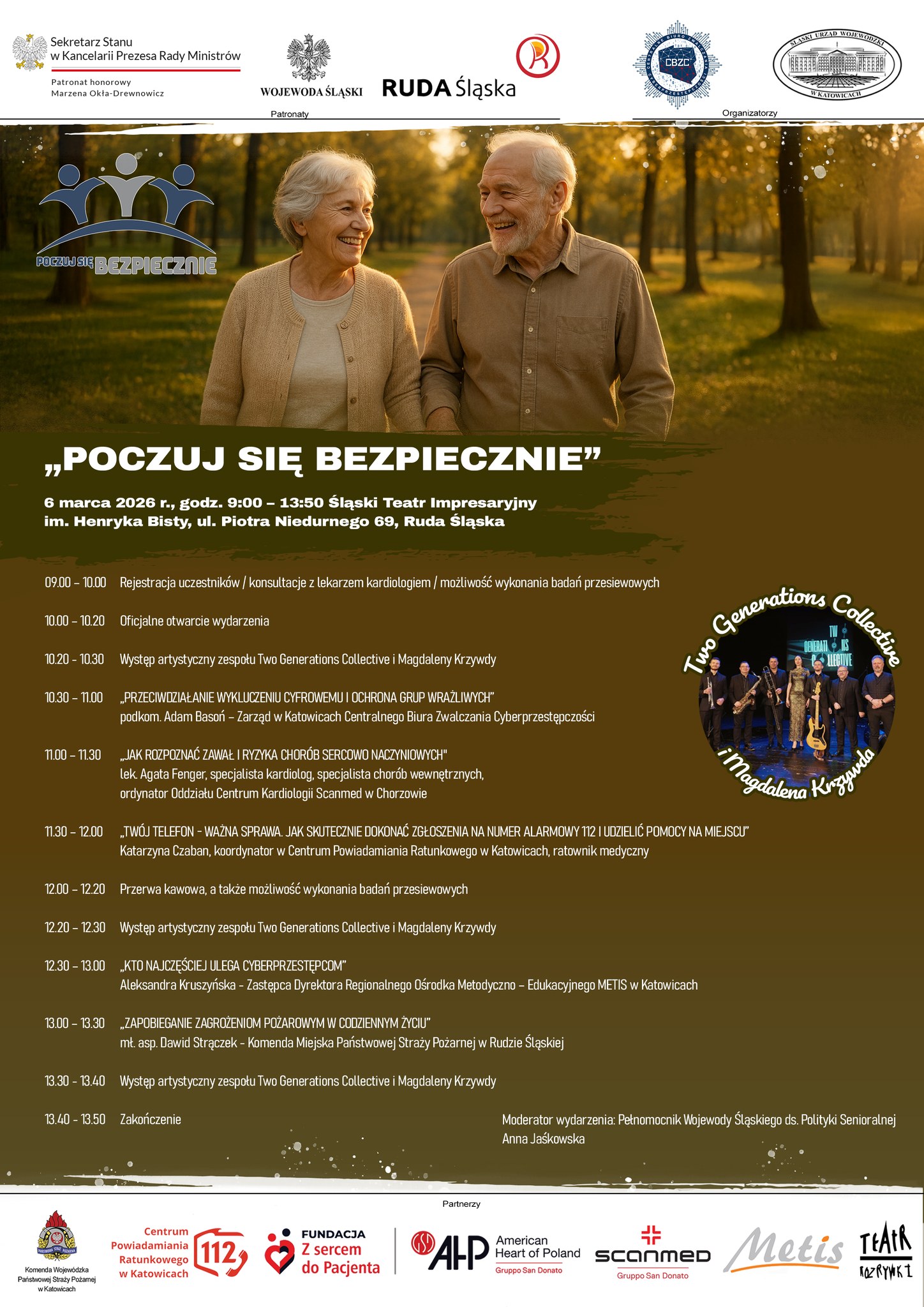 Grafika zapowiadająca konferencję dla seniorów.