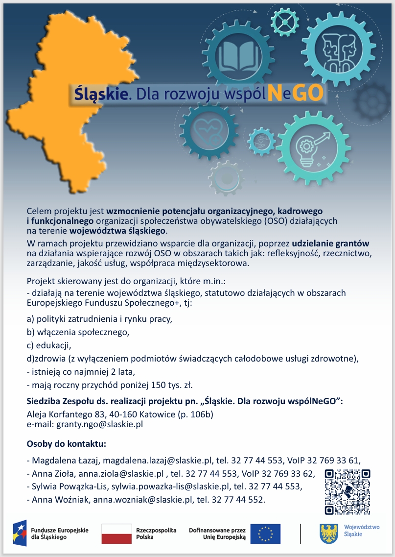 Plakat informacyjny o programie naboru wniosków na dofinansowanie.