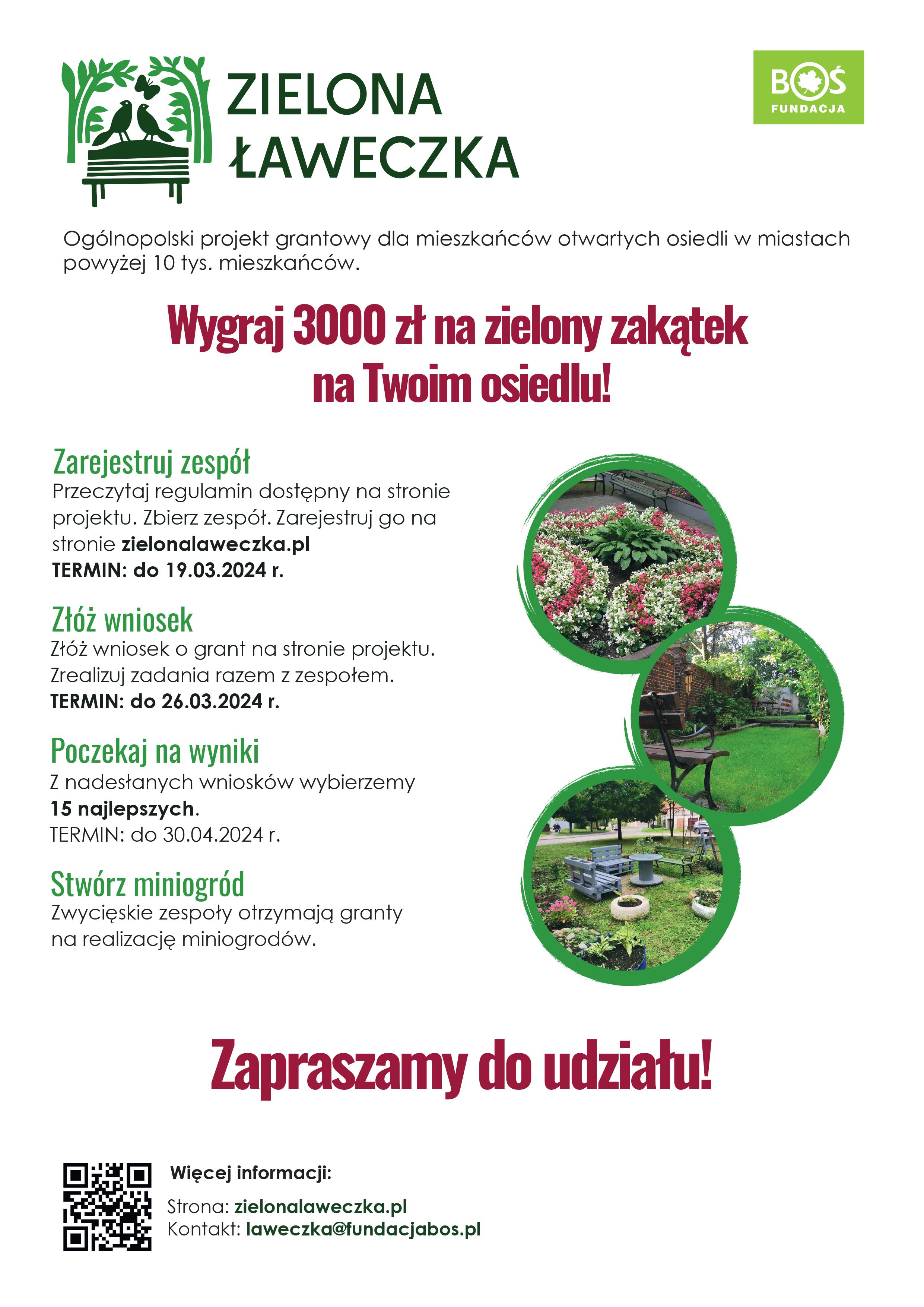 Grafika informująca o projekcie Zielona ławeczka.