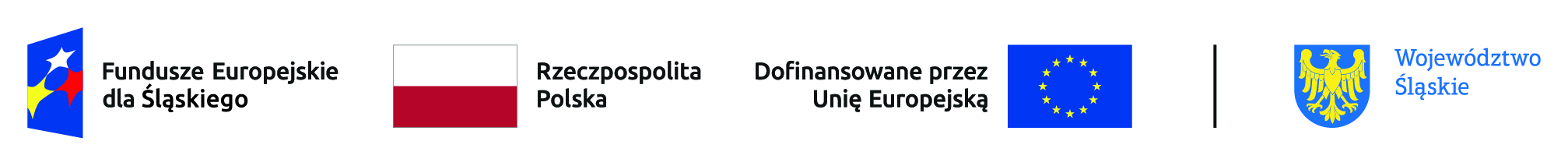 Loga: Fundusze Europejskie dla Śląskiego, Rzeczpospolita Polska, Dofinansowane przez Unię Europejską, Województwo Śląskie.
