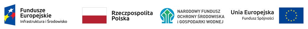 Logotypy: Fundusze Europejskie Infrastruktura i Środowisko, Rzeczpospolita Polska, Narodowy Fundusz Ochrony Środowiska i Gospodarki Wodnej, Unia Europejska Fundusz Spójności