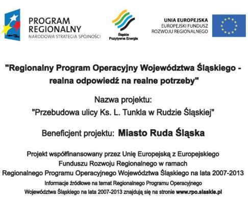 Informacja o dofinansowaniu przebudowy ul. Tunkla.