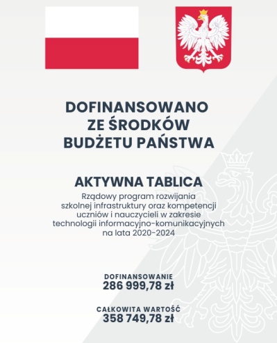 Falaga i godło Polski oraz informacja o dofinansowaniu ze środków budżetu państwa.