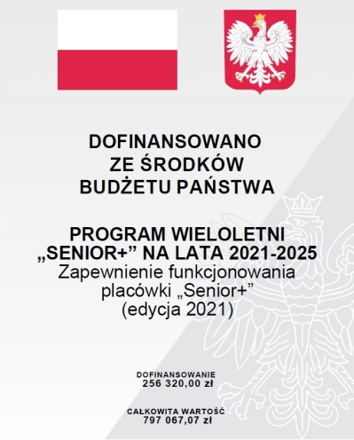 Flaga i godło Polski oraz informacja o dofinansowaniu ze środków budżetu państwa.