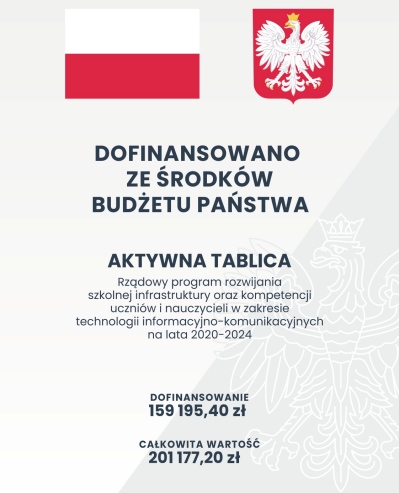 Flaga i godło Polski oraz informacja o dofinansowaniu ze środków budżetu państwa.