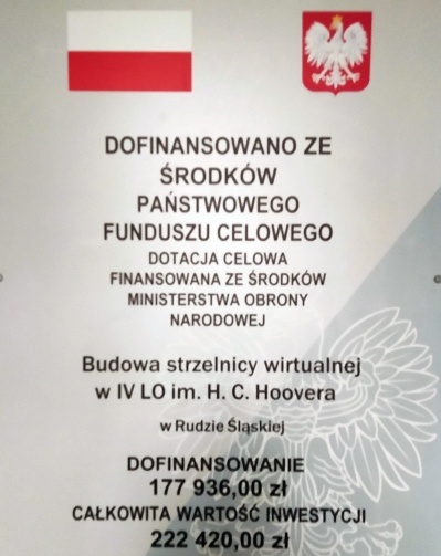 Flaga i godło Polski oraz informacja o dofinansowaniu ze środków Ministerstwa Obrony Narodowej.