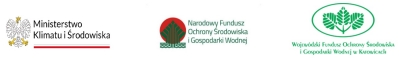 Logotypy: Ministerstwo Klimatu i Środowiska, Narodowy Fundusz Ochrony Środowiska i Gospodarki Wodnej, Wojewódzki Fundusz Ochrony Środowiska i Gospodarki Wodnej w Katowicach