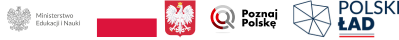 Logotypy: Ministerstwo Edukacji i Nauki, flaga Polski, godło Polski, Poznaj Polskę, Polski Ład.